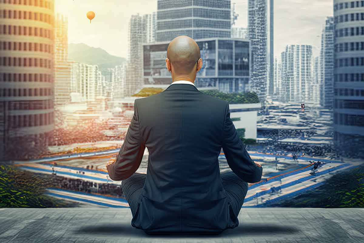 นักธุรกิจนั่งสมาธิ